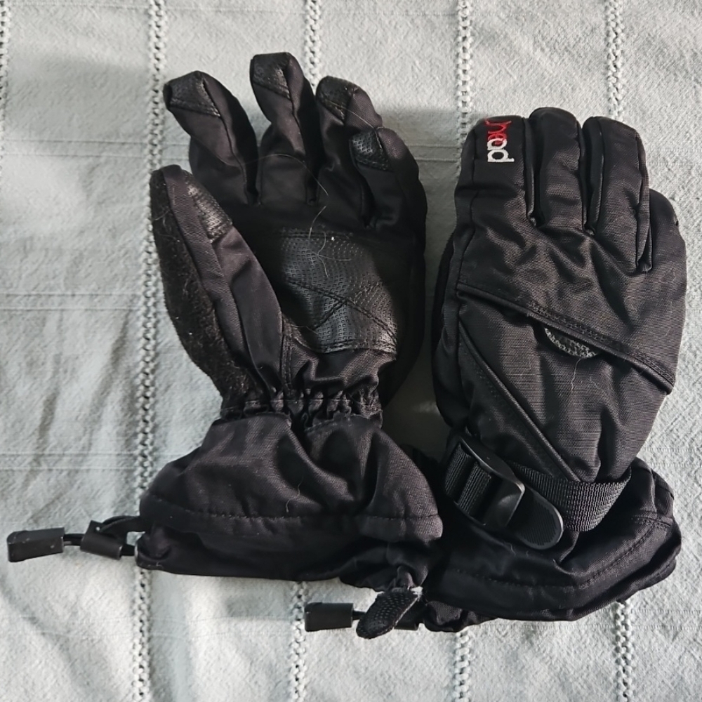 Hood Youth Size Med Black Ski Gloves with pockets and drawstrings